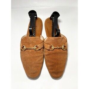 Gucci Tan Suede Loafers with Gold Hardware